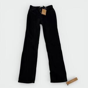 Reformation Cynthia Jeans Womens 23 Black High Rise Straight Denim Button Fly